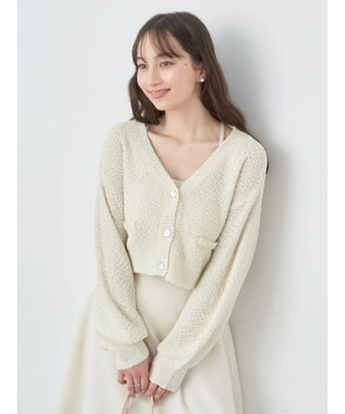 earth music&ecology ポコポコヤーンショートカーディガン Off White