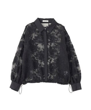 Green Parks オーガン刺繍比翼シャツ Black