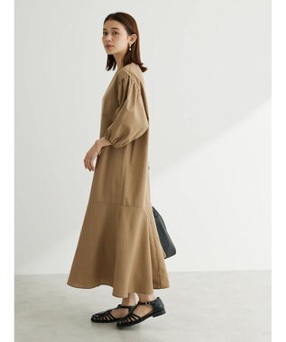 Green Parks 綿麻混マーメイドワンピース Dark Beige