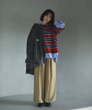 Green Parks 共ベルト付きツイルカラーパンツ Beige