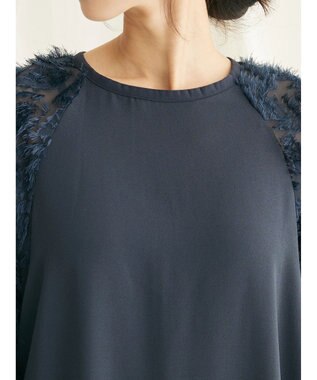 CRAFT STANDARD BOUTIQUE 袖ジャガードラグランワンピース Navy