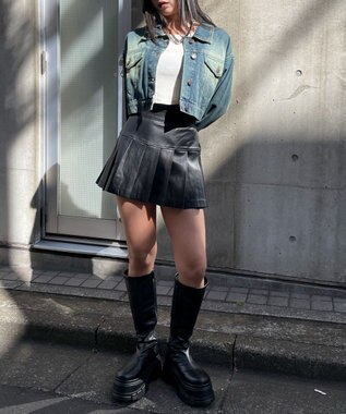 WEGO ヴィンテージウォッシュショートデニムジャケット デニム中濃加工色