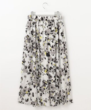 自由区 【XSサイズ～/洗える】ERICA楊柳プリント ギャザースカート ブラック系5