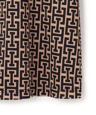 ICB 【30th ANNIVERSARY】 モノグラムプリントスムース ボウタイブラウス キャメル×ブラック系