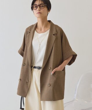 AMERICAN HOLIC 【先行予約】【イージーケア】リネンライク半袖ジャケット Brown