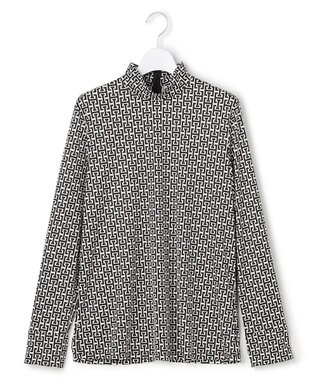 ICB 【30th ANNIVERSARY】 モノグラムプリントスムース ボウタイブラウス オフホワイト×ブラック系