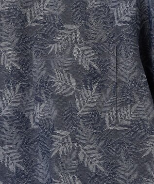 JOSEPH ABBOUD 【吸水速乾】リーフ柄ジャガード 半袖 ポロシャツ ダルブルー系