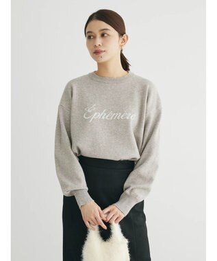 Green Parks もちやわ　ロゴニットプルオーバー Beige Mixture