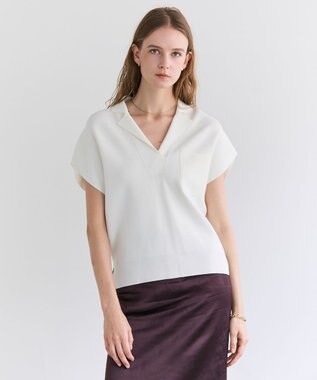 BEIGE， NADIA / ストレッチ スキッパーニット Ecru