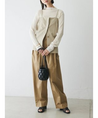 Green Parks AnriettMusee ラメ切替スリーブリブシアーニット Off White