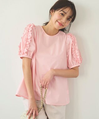 Feroux 【洗える】袖フリルチュニック ブラウス ピンク系