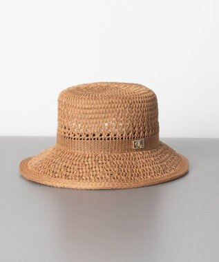 AURORA LANVIN en Bleu ランバン オン ブルー 手編み風ペーパーサーモ中ツバ ハット ライトブラウン