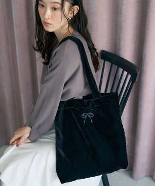 earth music&ecology 【WEB限定】ベロアトートバッグ Black
