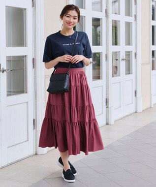 Tiaclasse 【洗える】刺繍ロゴシンプルTシャツ ネイビー