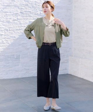 Tiaclasse 【洗える】刺繍ロゴシンプルTシャツ ベージュ