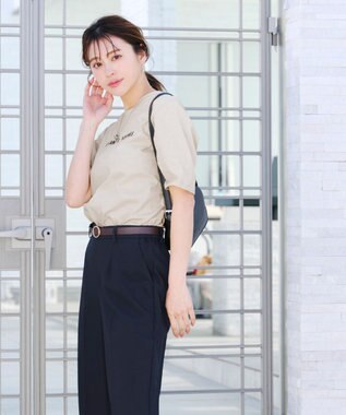 Tiaclasse 【洗える】刺繍ロゴシンプルTシャツ ベージュ