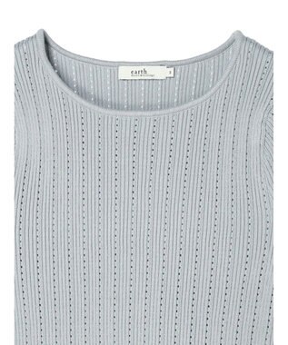 earth music&ecology ランダムリブパールニットプルオーバー Sax