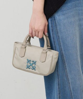 russet 《モノグラム刺繍》コーデュラナイロン2WAYミニショルダーバッグ（CE-1778） L.Greige