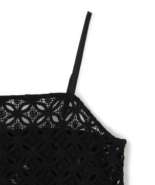 UNFILO L 【2点セット】ラッセルレース キャミレイヤード Tシャツ ブラック