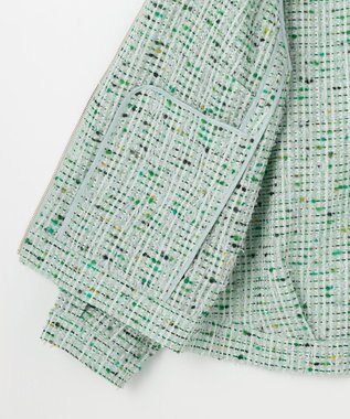 自由区 【顔まわり華やか・軽量】シアースラブジャガード ジャケット グリーン系