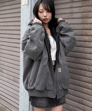 WEGO ワーカーズキルトフードブルゾン ブラック中濃色