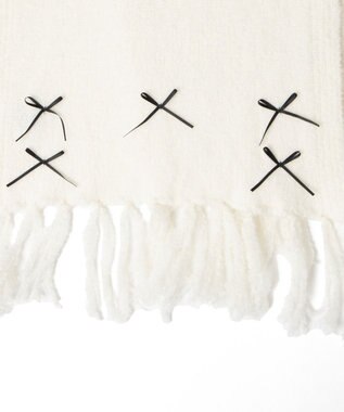 WEGO リボン付きニットストール ホワイト