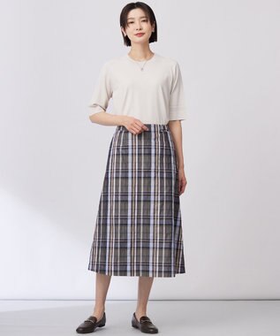 J.PRESS LADIES 【洗える】ECO DOBBY チェック スカート グレー系3