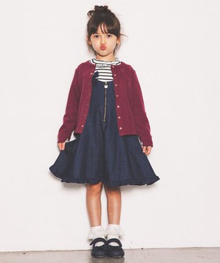 ANY KIDS テレコハイネック長袖Tシャツ ホワイト×ブラック