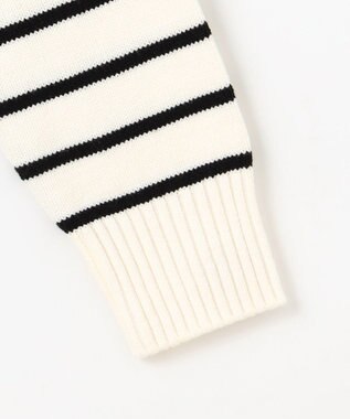 組曲 S 華奢見え パネルボーダーニット オフ×ブラック系1