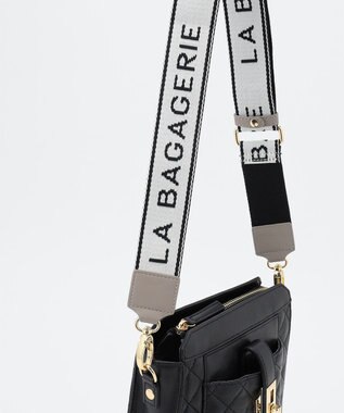 LA BAGAGERIE シープキルトWストラップスクエアショルダー ブラック