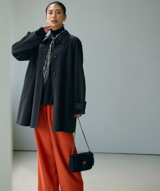 ICB 【洗える】ウールワッシャーツイル ワイドストレートパンツ オレンジ系