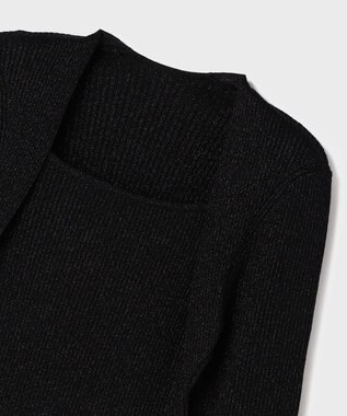 GRACE CONTINENTAL スクエアリブニットトップ ブラック