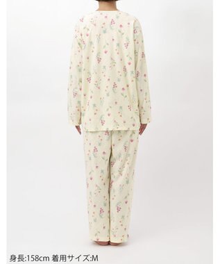 Wing パジャマ 長袖 長ズボン 綿混(本体) ジャカード天竺素材 レディース EP8073 ウイング／ワコール クリーム