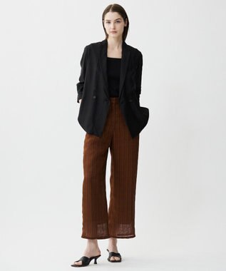 ICB スクエアチェックレノクロス ワイドストレートパンツ マットブラウン系