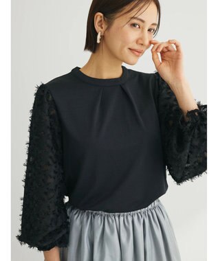 Green Parks 袖ジャガードドッキングプルオーバー Black