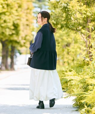 #Newans バックペプラムダブルフェイスジレ ネイビー