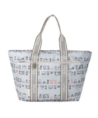 ACE BAGS & LUGGAGE HAyU × ace.  フォールディング 折り畳みトートバッグ 猫柄 30L 17862 ライトベージュ柄