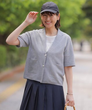J.PRESS LADIES Vis/Peスパーク ハーフスリーブ ニットジャケット