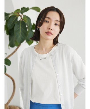 Green Parks ラメクルーネックカーディガン Silver