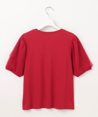 Feroux チュールパフスリーブ プルオーバー レッド系