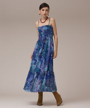 GRACE CONTINENTAL タイダイリーフプリントワンピース ブルー