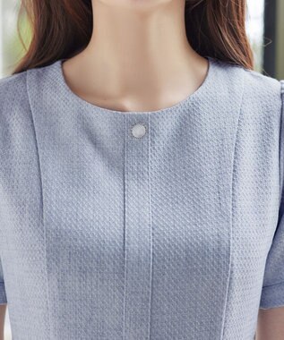 Tiaclasse 半袖サマーツイードワンピース サックス