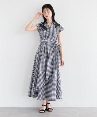 YECCA VECCA フラワーレースカシュクールワンピース Check