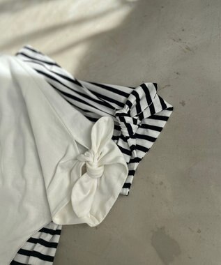 Feroux 【UVケア】リボンスリーブドルマン Tシャツ ホワイト系1