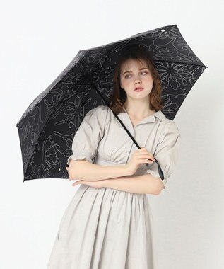 MOONBAT 【新色追加】ランバン オン ブルー 折りたたみ傘 フラワー柄サテンジャガードプリント 簡単開閉