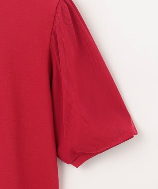 Feroux チュールパフスリーブ プルオーバー レッド系