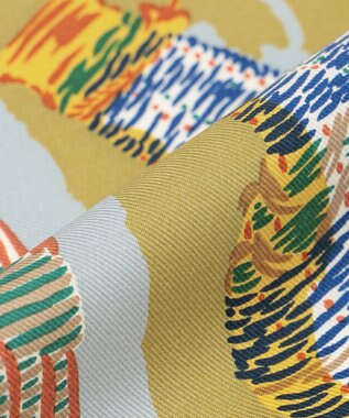 23区 manipuri コラージュウィッカボトル スカーフ イエロープリント