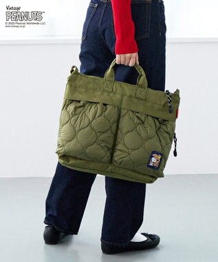 ROOTOTE 8456【スヌーピー】IP.A4アーキャトルワイド.パフ.ピーナッツ-0R 02：カーキ