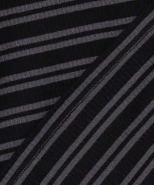 J.PRESS LADIES カシミヤシルク シアーリブ ボーダー タートル カットソー ブラックベース系