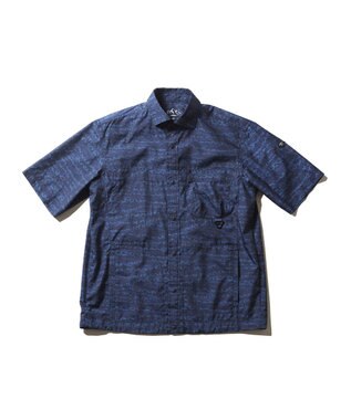 JOSEPH ABBOUD MOUNTAIN エンボスサファリカモ 半袖シャツ ネイビー系5